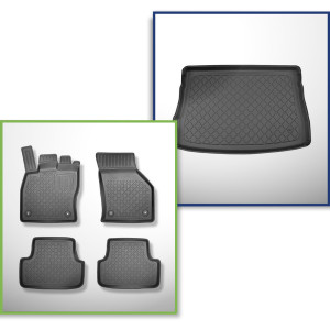 Completo di tappetini e tappetino per bagagliaio TPE per: Volkswagen Golf VIII 12.2019-.... (Hatchback) - bagagliaio superiore; pavimento mobile nell