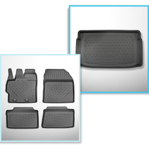 Completo di tappetini e tappetino per bagagliaio TPE per: Toyota Yaris IV 11.2020-.... (Hatchback) - bagagliaio superiore; per auto con pavimento dop