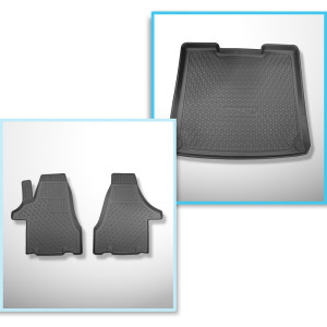 Completo di tappetini e tappetino per bagagliaio TPE per: Volkswagen Caravelle T6, T6.1 06.2015-2024 (Van) - interasse lungo; dietro la 3a fila di se