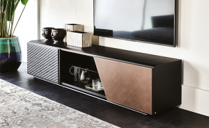 Cattelan Italia ASTON TV Sideboard mit Lederbezug