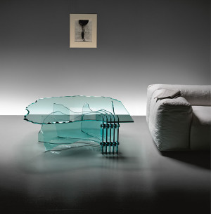 FIAM shell Couchtisch mit Glasplatte