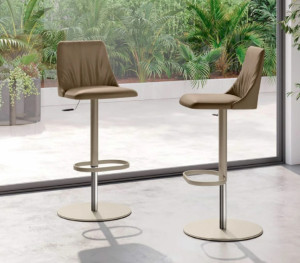 Eforma MAX STOOL DELUXE Barhocker mit Metallbein Höhenverstellbar in Leder - oder Stoffbezug