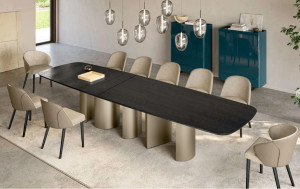 Eforma Plai XL designer Holz Esstisch mit Metallgestell in verschiedenen Größen