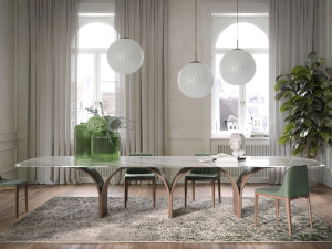 Tonin Casa Arco Maxi Esstisch Besprechungstisch mit Glasplatte 400x150x74h