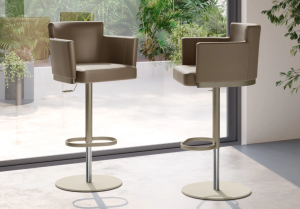 Eforma Ely Barhocker STOOL mit Metallgestell höhen Verstellbar in Leder - oder Stoffbezug