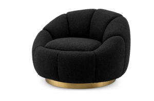 Eichholtz Inger Sessel drehbar in Teddy Stoff schwarz 95 cm