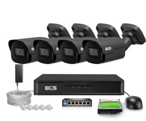 Zestaw do monitoringu 4x BCS-P-TIP25FSR4-AI2-G 5Mpx, IR 40m, DORI, WDR, AI, BCS