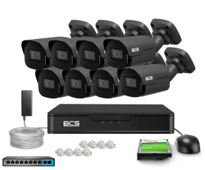 Zestaw do monitoringu 8x BCS-P-TIP25FSR4-AI2-G 5Mpx, IR 40m, DORI, WDR, AI, BCS
