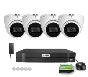 Zestaw do monitoringu 4x BCS-L-EIP25FSR5-Ai2, WDR 120dB, 5Mpx, IR 50m, AI-SMD 4.0 BCS