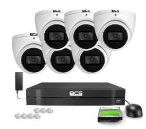 Zestaw do monitoringu 6x BCS-L-EIP25FSR5-Ai2, WDR 120dB, 5Mpx, IR 50m, AI-SMD 4.0 BCS