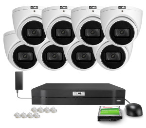 Zestaw do monitoringu 8x BCS-L-EIP25FSR5-Ai2, WDR 120dB, 5Mpx, IR 50m, AI-SMD 4.0 BCS