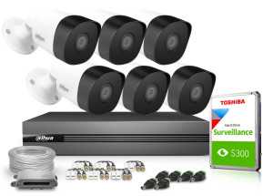 Zestaw do monitoringu Dahua 6x HAC-B1A21-0360B 2.1Mpx IR 20m D-WDR 2D-DNR