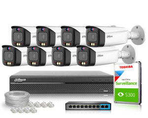 Zestaw do monitoringu IP Dahua 8x IPC-HFW3549T1-AS-PV-0280B-S4 5Mpx AI H.265+ SMD 4.0 AI SSA Full Color TiOC