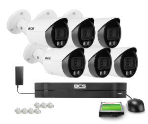 Zestaw do monitoringu 6x BCS-L-TIP18FCR3L3-AI1, 8Mpx, 2.8 mm, 0.008Lux BCS