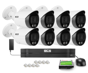 Zestaw do monitoringu BCS Line 8x BCS-L-TIP18FCR3L3-AI1, 8Mpx, WhiteLight 30m, funkcje inteligentne
