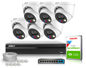 Zestaw do monitoringu 6x IPC-HDW3549H-AS-PV-0280B-S4 5Mpx, 0.003 Lux, IR30m, WDR, Dahua