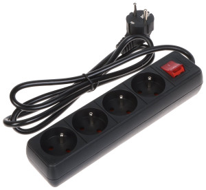 Listwa zasilająca PR-1.5M-4G-SW/B (4 GNIAZDA) 1.3m