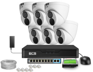 Zestaw do monitoringu 6x BCS-P-EIP28FWR3-AI2 8Mpx, IR 30m, WDR 120dB, Audio, Funkcje inteligentne