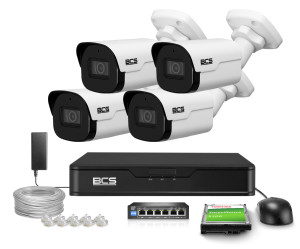 Zestaw do monitoringu 4x BCS-P-TIP25FSR4-AI2 5Mpx, IR 40m, DORI, WDR, AI, BCS