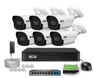 Zestaw do monitoringu 6x BCS-P-TIP25FSR4-AI2 5Mpx, IR 40m, DORI, WDR, AI, BCS