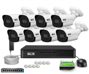 Zestaw do monitoringu 8x BCS-P-TIP25FSR4-AI2 5Mpx, IR 40m, DORI, WDR, AI, BCS