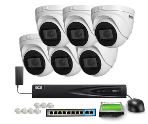 Zestaw do monitoringu 6x BCS-V-EIP45VSR3, 5Mpx, IR 30m, Detekcja ruchu BCS