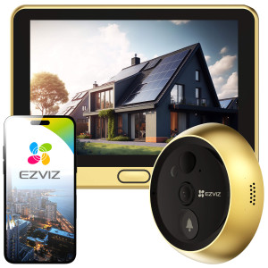 Wizjer elektroniczny do drzwi EZVIZ DP2C Gold z kamerą na podczerwień i czujką PIR