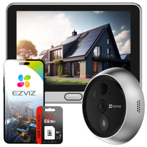 Wizjer elektroniczny do drzwi EZVIZ DP2C + karta 64GB