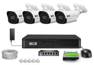 Zestaw do monitoringu 4x BCS-P-TIP24FSR4-Ai2 4Mpx IR 40m WDR Funkcje inteligentne