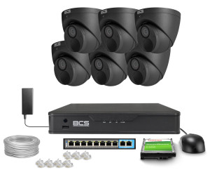 Zestaw do monitoringu 6x BCS-P-EIP28FWR3-AI2-G 8Mpx IR  30m WDR Funkcje inteligentne