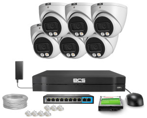 Zestaw do monitoringu 6x BCS-L-EIP15FCR3L3-AI1 5Mpx IR  30m + White Light WDR Funkcje inteligentne