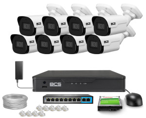 Zestaw do monitoringu 8x BCS-P-TIP24FSR4-Ai2 4Mpx IR 40m WDR Funkcje inteligentne