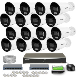 Zestaw do monitoringu 16x DS-2CD2063G2-LI2U, DS-7616NXI-K1(D) 6Mpx, IR 40m, Smart Hybrid Light,  AcuSense Hikvision
