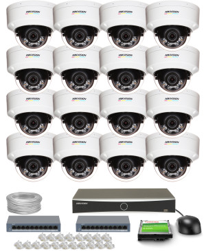 Zestaw do monitoringu 16x DS-2CD1147G2H-LIU, DS-7616NXI-K1(D) 2.8mm 4Mpx, IR 30m, Audio, Smart Hybrid Light Hikvision
