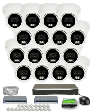 Zestaw do monitoringu 16x DS-2CD2383G2-LI2U, DS-7616NXI-K1(D) Smart Hybrid Light AcuSense 8Mpx 4K UHD IR 40 m Audio Hikvision