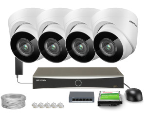 Zestaw do monitoringu 4x DS-2CD1341G0-I/PL, DS-7604NXI-K1(D) 2.8mm, 4Mpx, IR 30m Hikvision