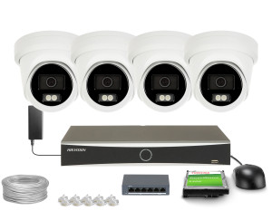 Zestaw do monitoringu 4x DS-2CD2383G2-LI2U, DS-7604NXI-K1(D) Smart Hybrid Light AcuSense 8Mpx 4K UHD IR 40 m Audio Hikvision