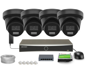 Zestaw do monitoringu 4x DS-2CD2383G2-LI2U Black, DS-7604NXI-K1(D) Smart Hybrid Light AcuSense 8Mpx 4K UHD IR 40 m Audio Hikvision