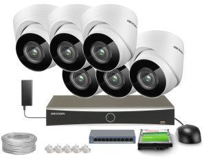 Zestaw do monitoringu 6x DS-2CD1341G0-I/PL, DS-7608NXI-K1(D) 2.8mm, 4Mpx, IR 30m Hikvision