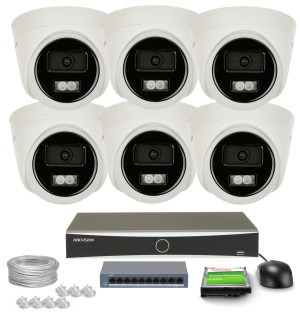 Zestaw do monitoringu 6x DS-2CD1343G2-LIU, DS-7608NXI-K1(D) 4 Mpx 2.8mm, IR 30m Smart Hybrid Light Inteligentna detekcja Hikvision