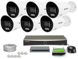 Zestaw do monitoringu 6x DS-2CD2063G2-LI2U, DS-7608NXI-K1(D) 6Mpx, IR 40m, Smart Hybrid Light,  AcuSense Hikvision