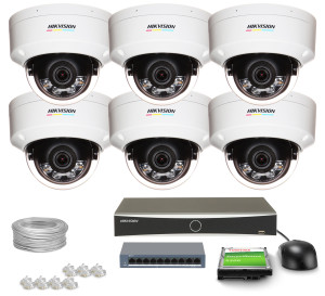 Zestaw do monitoringu 6x DS-2CD1147G2H-LIU, DS-7608NXI-K1(D) 2.8mm 4Mpx, IR 30m, Audio, Smart Hybrid Light Hikvision