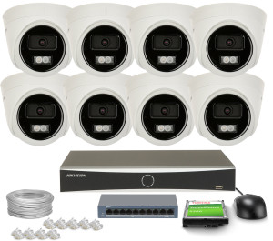 Zestaw do monitoringu 8x DS-2CD1343G2-LIU, DS-7608NXI-K1(D) 4 Mpx 2.8mm, IR 30m Smart Hybrid Light Inteligentna detekcja Hikvision