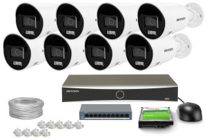 Zestaw do monitoringu 8x DS-2CD2063G2-LI2U, DS-7608NXI-K1(D) 6Mpx, IR 40m, Smart Hybrid Light,  AcuSense Hikvision