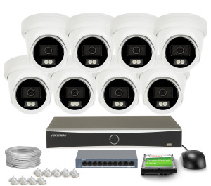 Zestaw do monitoringu 8x DS-2CD2383G2-LI2U, DS-7608NXI-K1(D) Smart Hybrid Light AcuSense 8Mpx 4K UHD IR 40 m Audio Hikvision