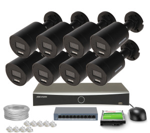 Zestaw do monitoringu 8x DS-2CD2083G2-LI2U Black, DS-7608NXI-K1(D) Smart Hybrid Light AcuSense 8Mpx 4K UHD IR 40 m Audio Hikvision