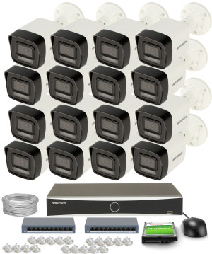 Zestaw do monitoringu 16x DS-2CD1043G2-LIU, DS-7608NXI-K1(D) 4 Mpx 2.8mm, IR 30m Smart Hybrid Light Inteligentna detekcja Hikvision