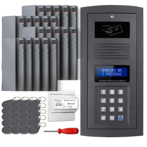 Zestaw domofonowy cyfrowy ELFON OP-255R-G Grafit Natynkowy, 20x OP-U7-S Szary