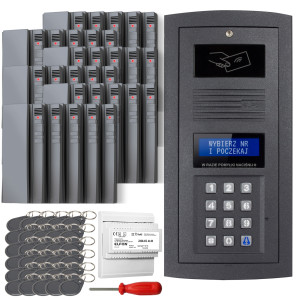 Zestaw domofonowy cyfrowy ELFON OP-255R-G Grafit Natynkowy, 30x OP-U7/3-S Szary