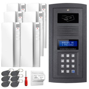Zestaw domofonowy cyfrowy ELFON OP-255R-G Grafit Podtynkowy, 6x OP-U7 Biały